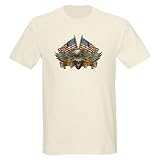 Artsmith, Inc. Light T-Shirt Eagle American Flag and Motorcycle Engine - Harley Davidson Gear