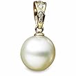 18K Yellow Gold Paspaley South Sea Cultured Fine Drop Pearl and Diamond Pendant - 12.00mm