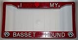 Paw Prints Red Glitter I Love My Basset Hound Frame