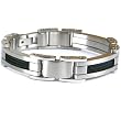 Stainless Steel Bracelet Mens Heavy Link Black Cable Design Satin Finish by Bucasi Stainless Steel Bracelet Mens Heavy Link Black Cable Design Satin Finish by Bucasi