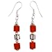 EXP Handmade Carnelian Cube & Antiqued Silver Beaded Earrings