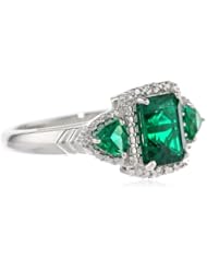 Sterling Silver Octagon Diamond Ring, Size 7