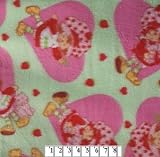 Strawberry Hearts on Green Fleece