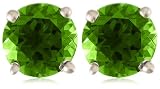 14k Choice of White or Yellow Gold 5mm Chrome Diopside Round Stud Earrings