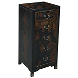 Handmade Oriental Furniture - 41" Antique Style Black Leather Dresser - Traditional Heirloom