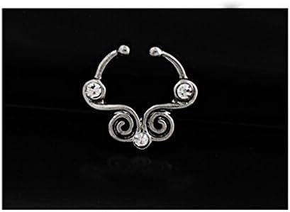 HEBEW Non-Piercing Septum Piercing Crystal Clear Gems fake nose ring(NR22)