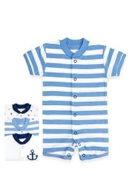 3 Pack Pure Cotton Anchor & Striped All-in-Ones