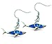 Puzzled Aqua Shark Metal Bullet Fish Hook Earrings
