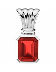 14K White Gold Emerald Cut Chatham Created Ruby Pendant -- LIFETIME WARRANTY