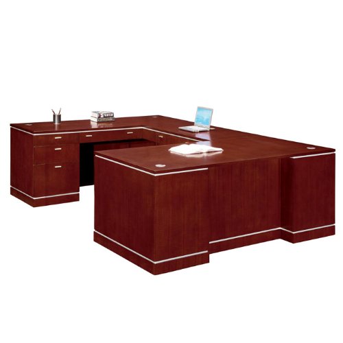 Belvedere Desert Cherry Left Bridge Executive UDesk Sunset Cherry Finish