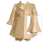 Bonnie Jean Baby Girl 3M-9M 3-Piece YELLOW BOW FLORAL EMBROIDERED Special Occasion Wedding Flower Girl Easter Party Coat/Jacket Dress Set