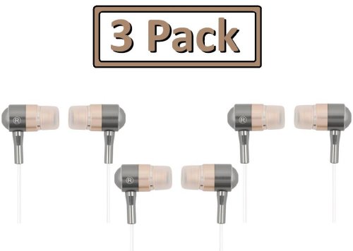 A4Tech SecureFit Metallic Super Bass Earphone In Ear Earbuds MK-650 For iPod - MP3 - MP4 - & All Audio Players - Silver - 3 Pack