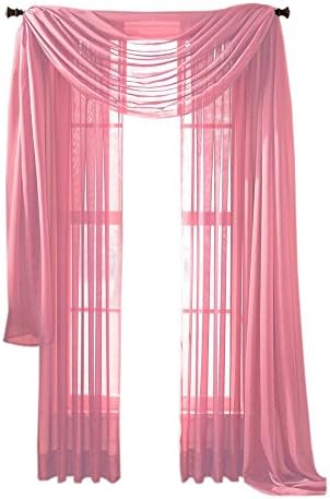 Moshells Home Decorative 216" Sheer Curtain Scarf Neon Pink