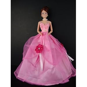 Cute Little Pink Gown with Dark Pink Flower Accents Made to Fit the Barbie Doll Cute Little Pink Gown with Dark Pink Flower Accents Made to Fit the Barbie Doll