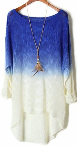 Bluesea Autumn female new long-sleeved bat hanging with gradient perspective swallowtail sweater thin section£¬Sapphire