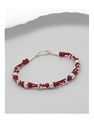 Red Cotton Waxed Thread Bracelet In 92.5 97