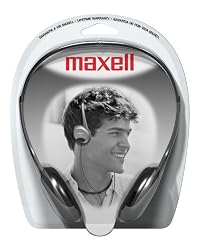 Maxell HP-200 Lightweight Stereo Headphones, Silver
