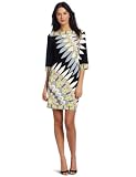 Donna Morgan Women's Printed Jersey Shift Dress, Black/Khaki, 4