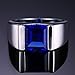 Jewelrypalace Men's 3.4ct Square Created Blue Sapphire 925 Sterling Silver Ring