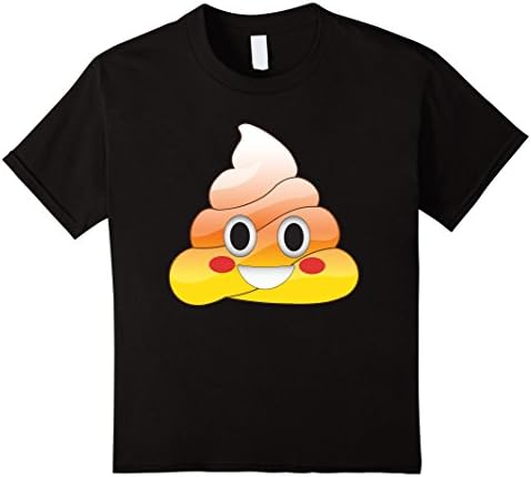 Kids Funny Candy Corn Poop Emoji T-Shirt - Perfect for Halloween  12 Black
