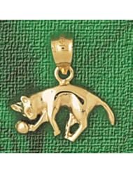 Dazzlers Solid 14k Gold Cat Playing With Ball Charm Pendant Available in three colors from jewelsberry (weights: 1.2 grams only)