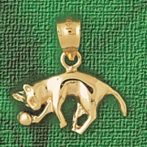 Cheap Girls Jewelry Dazzlers Solid 14k Gold Cat Playing With Ball Charm Pendant Available in three colors from jewelsberry (weights: 1.2 grams only) For Sale