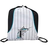 MLB Florida Marlins White Pinstripe-Black Axis Drawstring Backpack