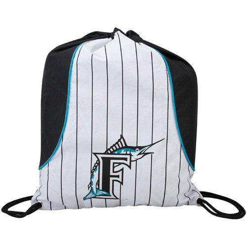 Florida Marlins White Pinstripe-Black Axis Drawstring Backpack