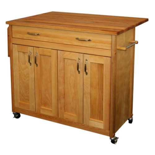 Catskill Craftsmen Mid-Sized Island with Flat Panel Doors and Drop Leaf