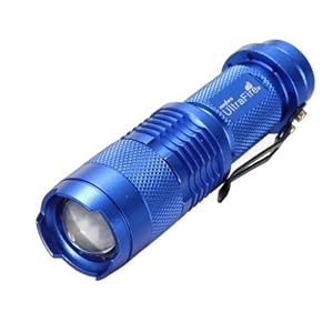 7W 300LM Mini CREE LED Flashlight Torch Adjustable Focus Zoom Light Lamp-Blue(1 mode)