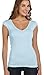Bella B8705 Ladies' Sheer Mini Rib Cap-Sleeve Deep V-Neck T-Shirt - Pale Blue - L