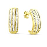 0.50 Carat Diamond 10K Yellow Gold Half Hoop Earrings