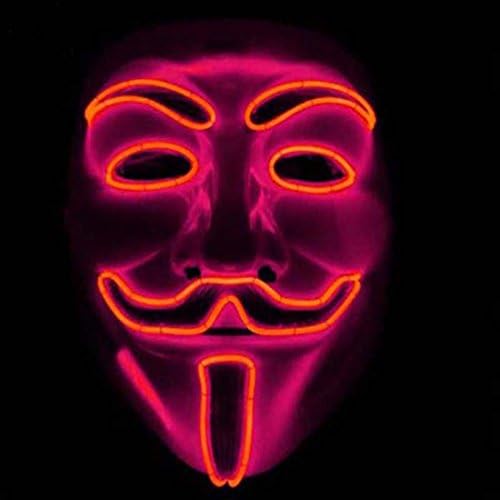galaxyhkt cosplay EL Wire Emazing Light Up dj dance led V Vendetta rave Mardi party club Mask (red)