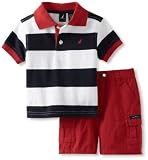 Nautica Baby-Boys Infant 2 Piece Bold Stripe Polo Short Set