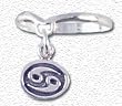Solid Sterling Silver Dangle Zodiac Ring - Cancer