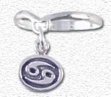 Solid Sterling Silver Dangle Zodiac Ring - Cancer