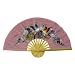 Hand-painted Light Pink Folding Decorative Wall Fan - Bird & Flower Design