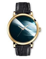 SPRAWL Aanalog Fashion Series Gold Ladies Watches of Genuine Black Leather Strap,Unique Wrist Watch for Women Girls Designed with White wave on dark background