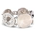 Silver Round Ring Link Bracelet With Pearl Shell And White Swarovski Crystals Gift