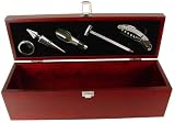Wine Gift Boxed Set ~ Wood wine box with wine accessories incorporated, 7 piece gift set ~ French import