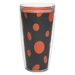 Navy & Orange Polka Dot 16 oz Insulated Beverage Tumbler, Clear