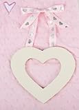 Painted Wooden Heart with Pink Star Ribbon Hanger Nursery Decor or Baby Shower Decoration