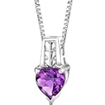 Cherished Forever: Sterling Silver 1.50 carats Heart Shape Checkerboard Cut Amethyst Pendant with 18 inch Silver Necklace and Free Shipping