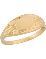 10k Yellow Gold Thin Beautiful Unique Signet Etched Band Baby Ring