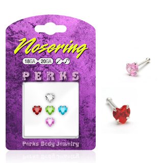 Body Accentz® Nose Stud Bonus Pack with 5 .925 Sterling Silver Nose Stud with 3mm Heart Assortment