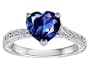 2.05 cttw Solitaire Engagement Ring With Heart Shape Lab Created Sapphire And 6 Genuine Diamonds