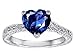 2.05 cttw 14k white gold plated silver Solitaire engagement Ring with Heart Shape Lab Created Sapphire and 6 genuine diamonds - Gold Plated Silver