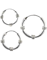 10 Sets Sterling Silver 14mm, 16mm & 18mm Bali Style Endless Hoop Earrings Set