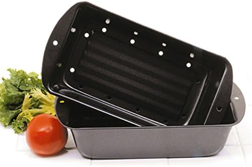 Nonstick 2pc Meatloaf Meat Bread Pound Cake Pan With broiler Insert,11-Inch/28cm by 5.75-Inch/14.5cm; Inner pan measures 9-Inch/23cm by 5-Inch/13cm,New