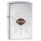 Zippo Harley-Davidson Engraved Flames Lighter (Silver, 5 1/2 x 3 1/2 cm)